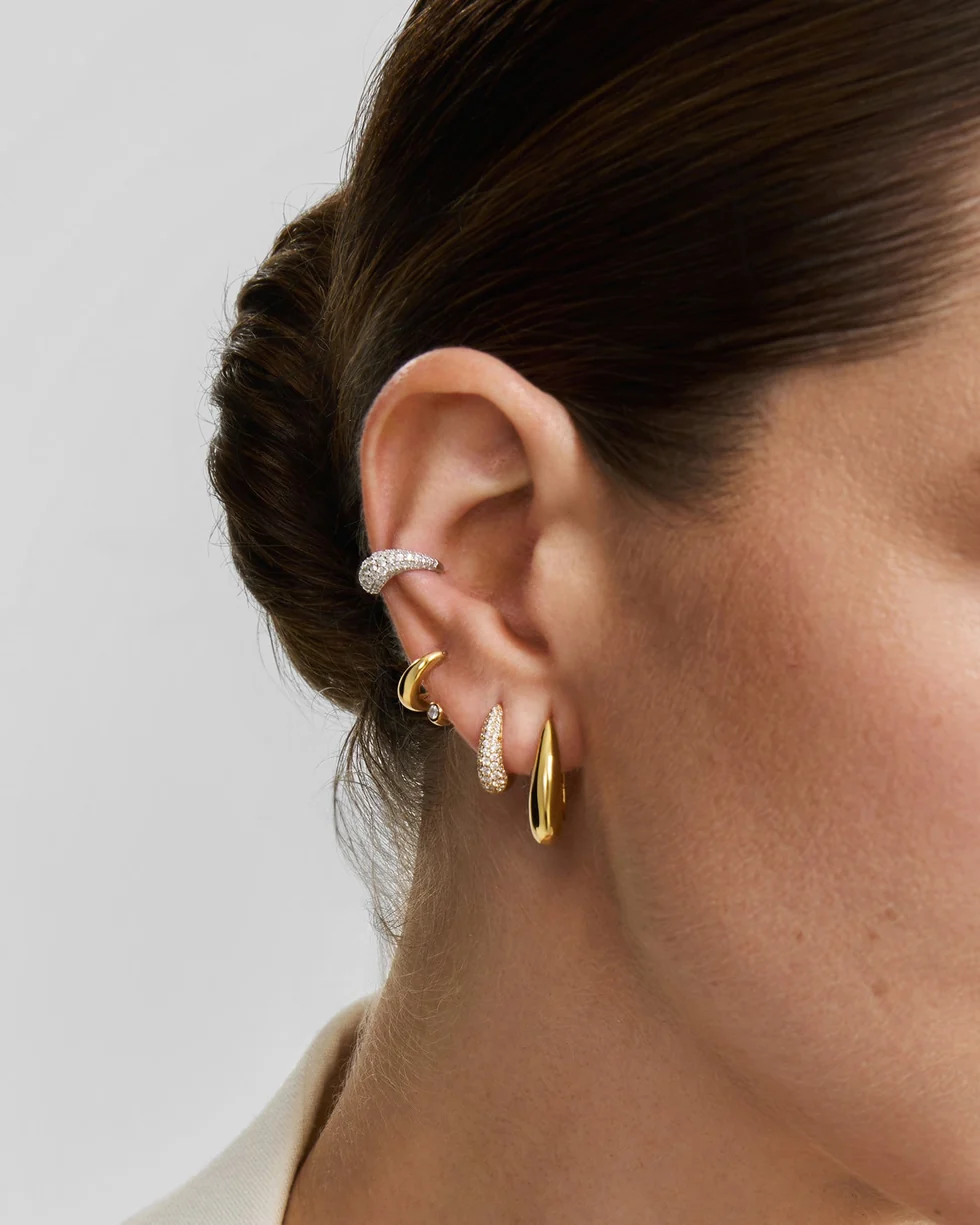 ANIA HAIE Silver Pave Curved Teardrop Ear Cuff E078-01H