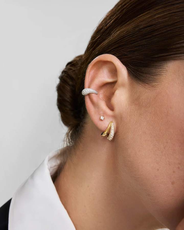 ANIA HAIE Silver Pave Curved Teardrop Ear Cuff E078-01H