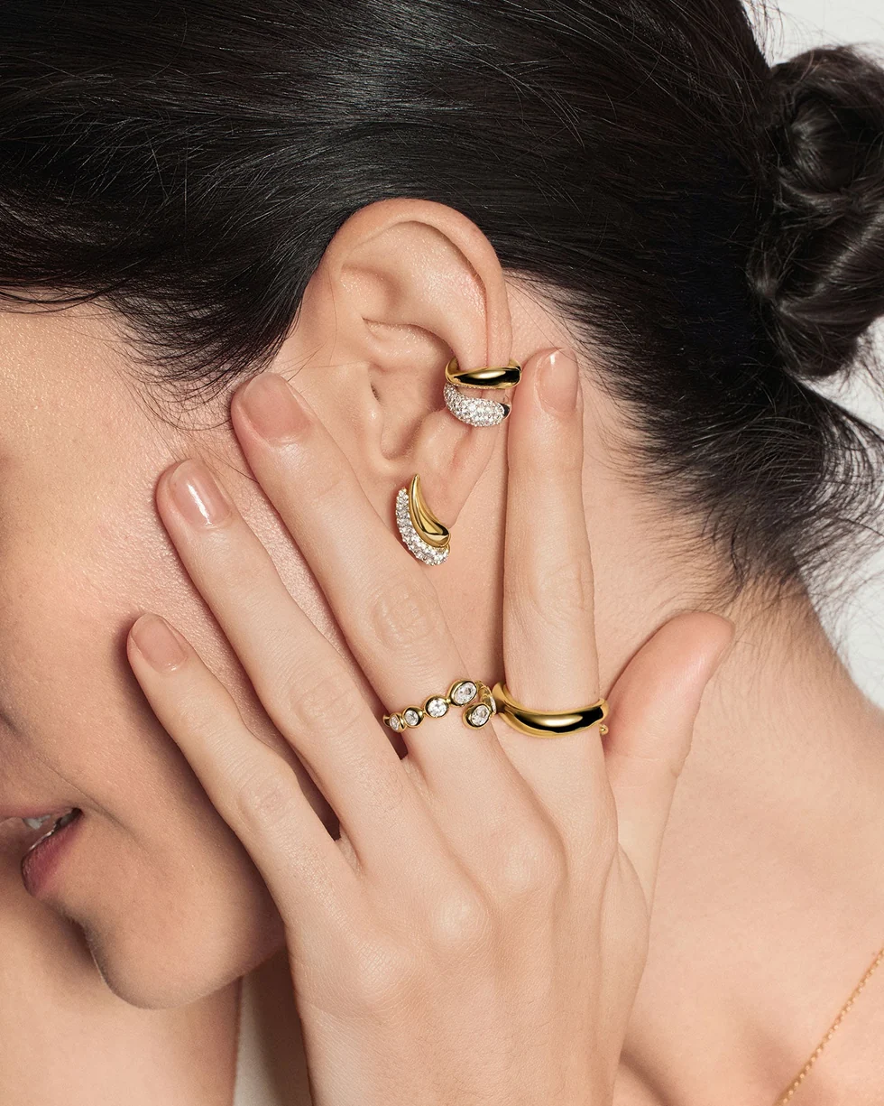 ANIA HAIE Silver Pave Curved Teardrop Ear Cuff E078-01H