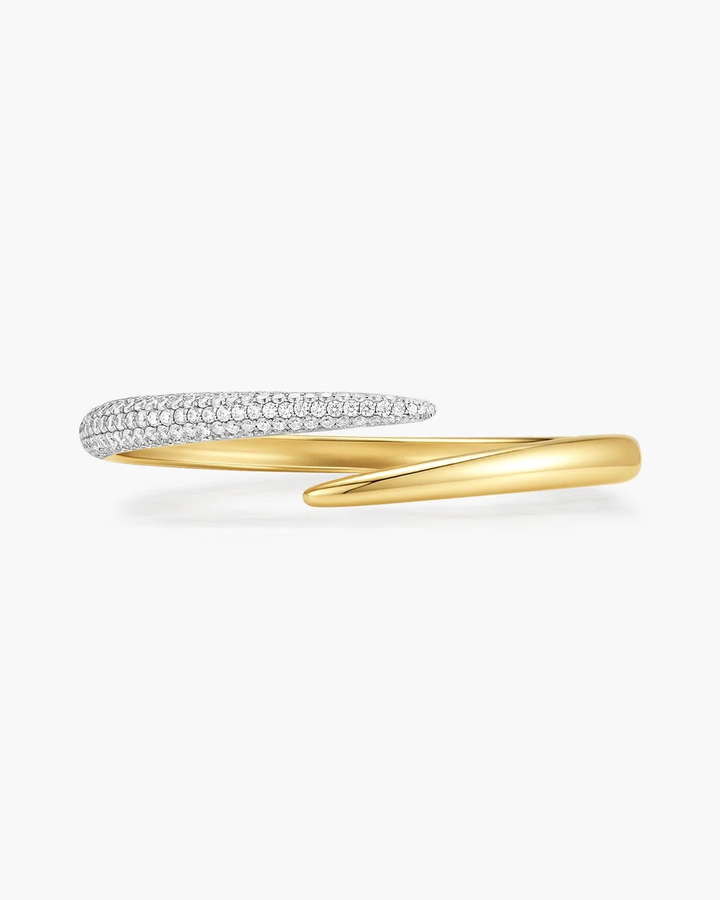 ANIA HAIE Gold Spiral Half Pave & Polish Cuff Bracelet B078-04G