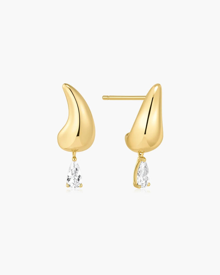 ANIA HAIE Zoom Gold Curved Teardrop Dangle Stud Earrings E078-04G