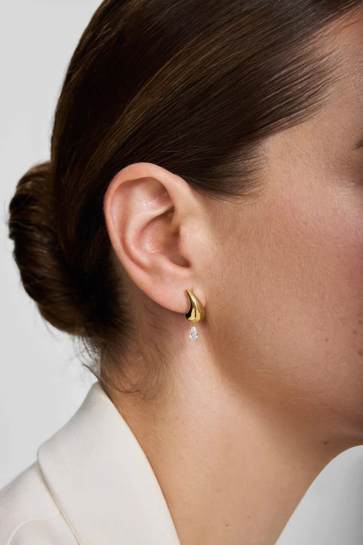 ANIA HAIE Zoom Gold Curved Teardrop Dangle Stud Earrings E078-04G