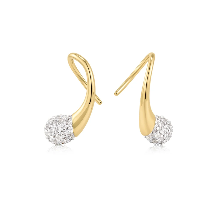 ANIA HAIE Gold Pave Sculptural Teardrop Hook Earrings E078-03G