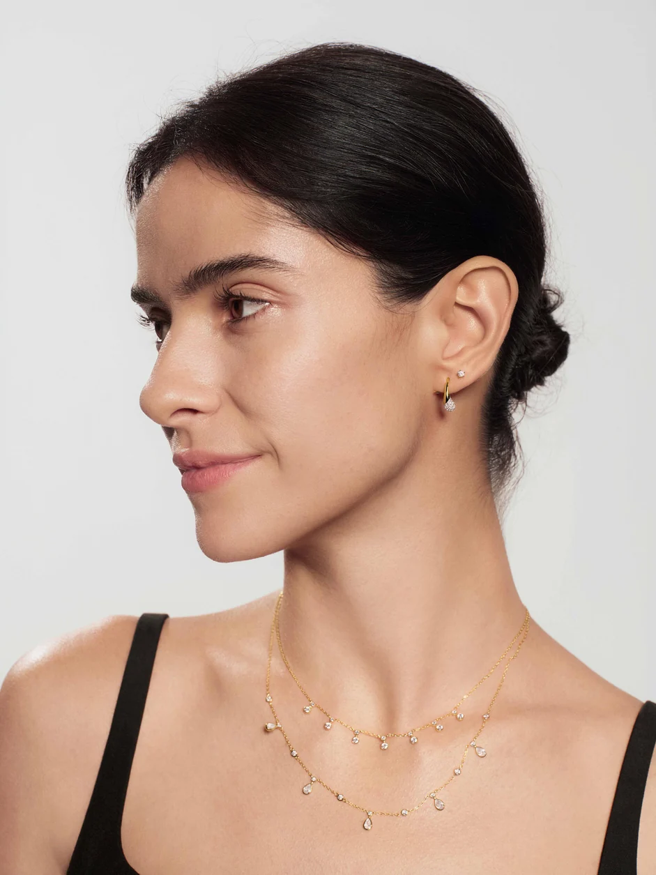 ANIA HAIE Gold Pave Sculptural Teardrop Hook Earrings E078-03G