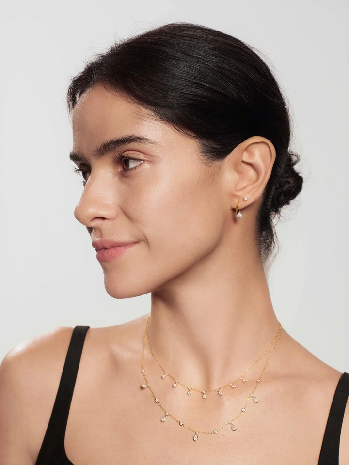 ANIA HAIE Gold Pave Sculptural Teardrop Hook Earrings E078-03G