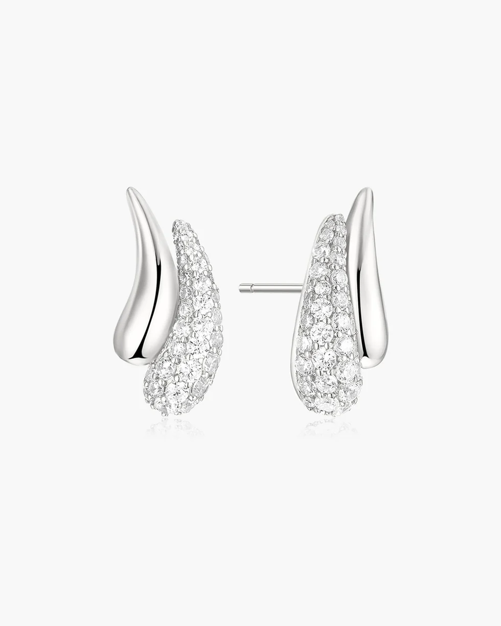 ANIA HAIE Silver Pave & Polished Teardrop Duet Stud Earrings E078-08H
