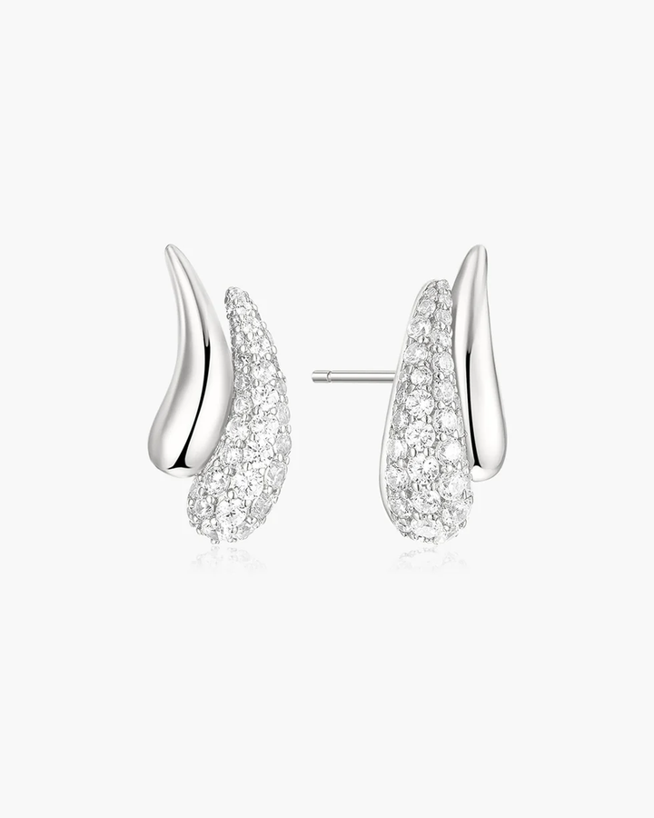 ANIA HAIE Silver Pave & Polished Teardrop Duet Stud Earrings E078-08H