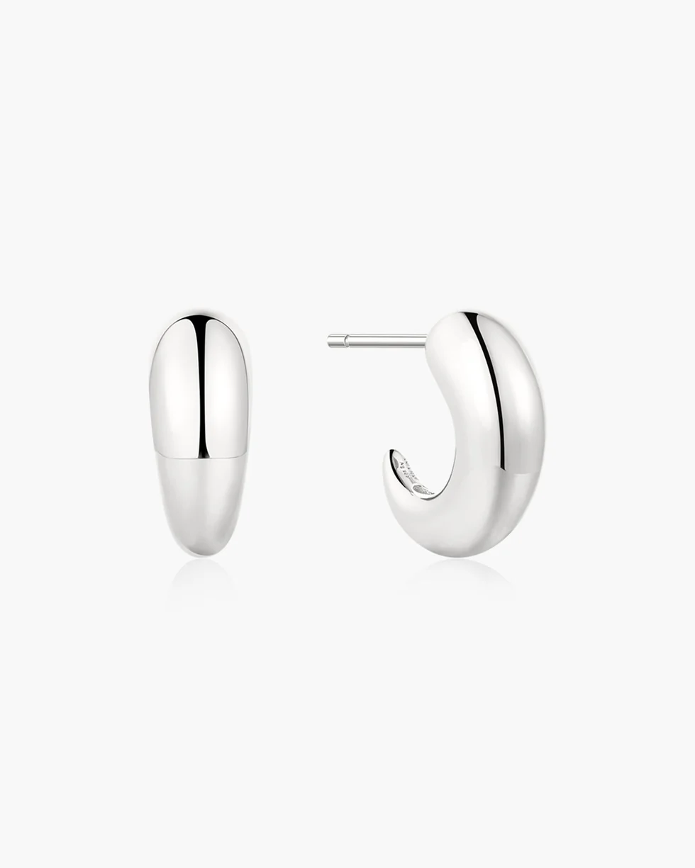 ANIA HAIE Silver Dome Stud Hoop Earrings E078-06H