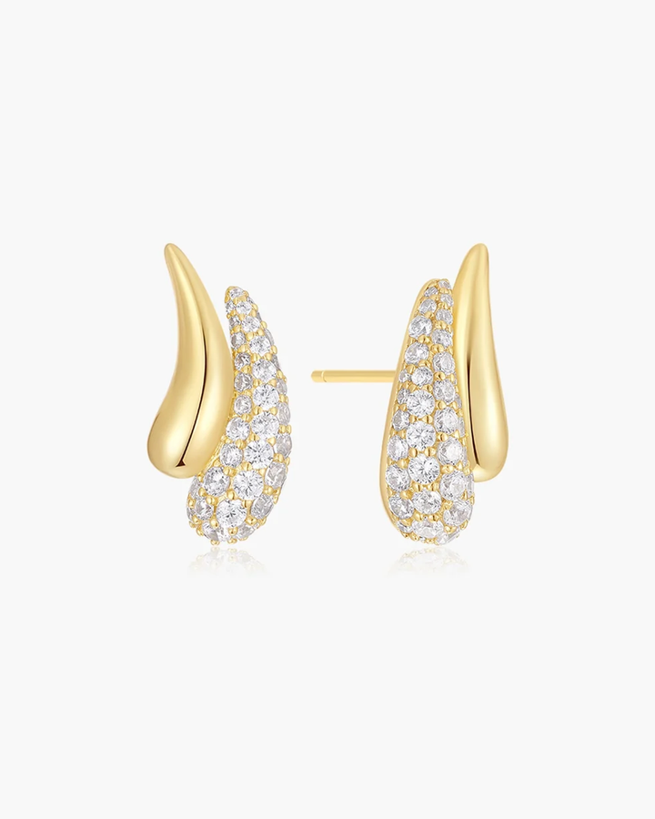 ANIA HAIE Gold Pave & Polished Teardrop Duet Stud Earrings E078-08G