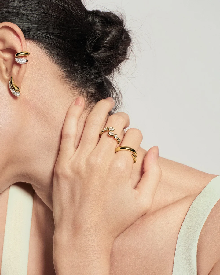 ANIA HAIE Gold Pave & Polished Teardrop Duet Stud Earrings E078-08G