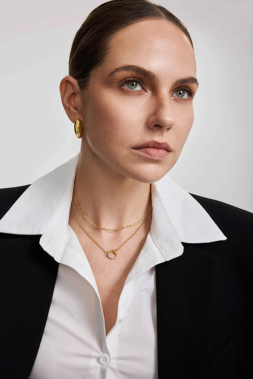 ANIA HAIE Gold Large Dome Stud Hoop Earrings E078-07G