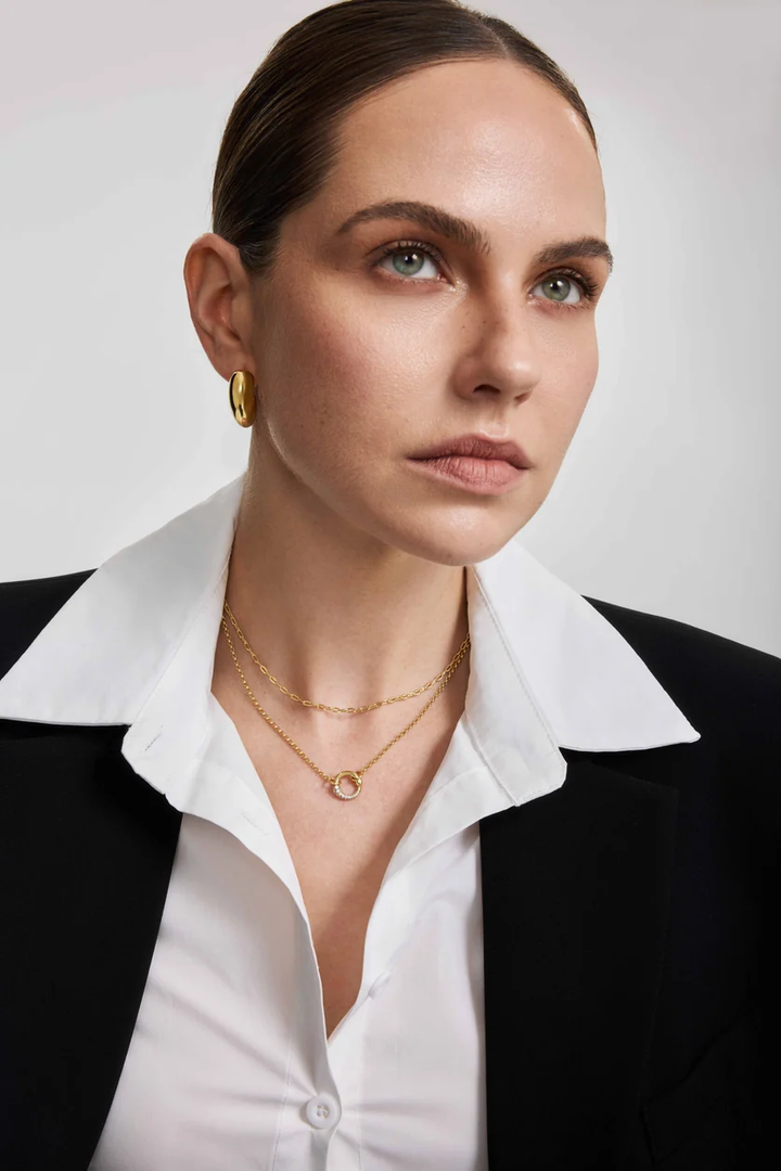 ANIA HAIE Gold Large Dome Stud Hoop Earrings E078-07G