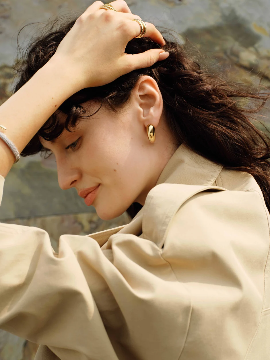 ANIA HAIE Gold Large Dome Stud Hoop Earrings E078-07G