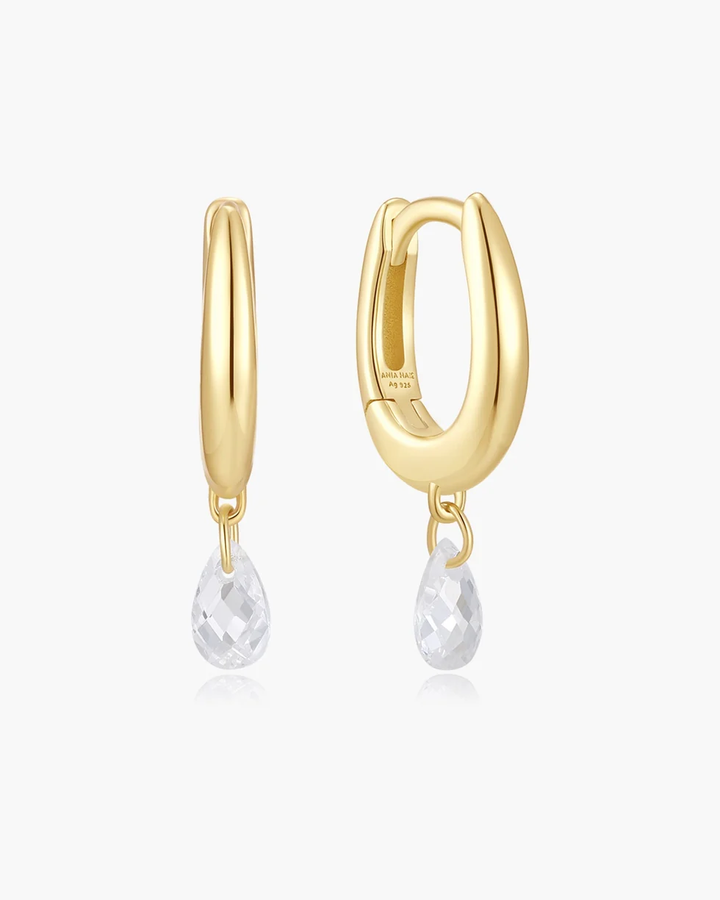 ANIA AHIE Gold Teardrop Dangle Huggie Hoop Earrings E078-09G