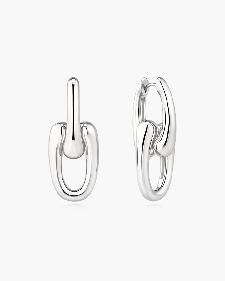 ANIA HAIE Silver Sculptural Interlocking Huggie Hoop Earrings E078-15H