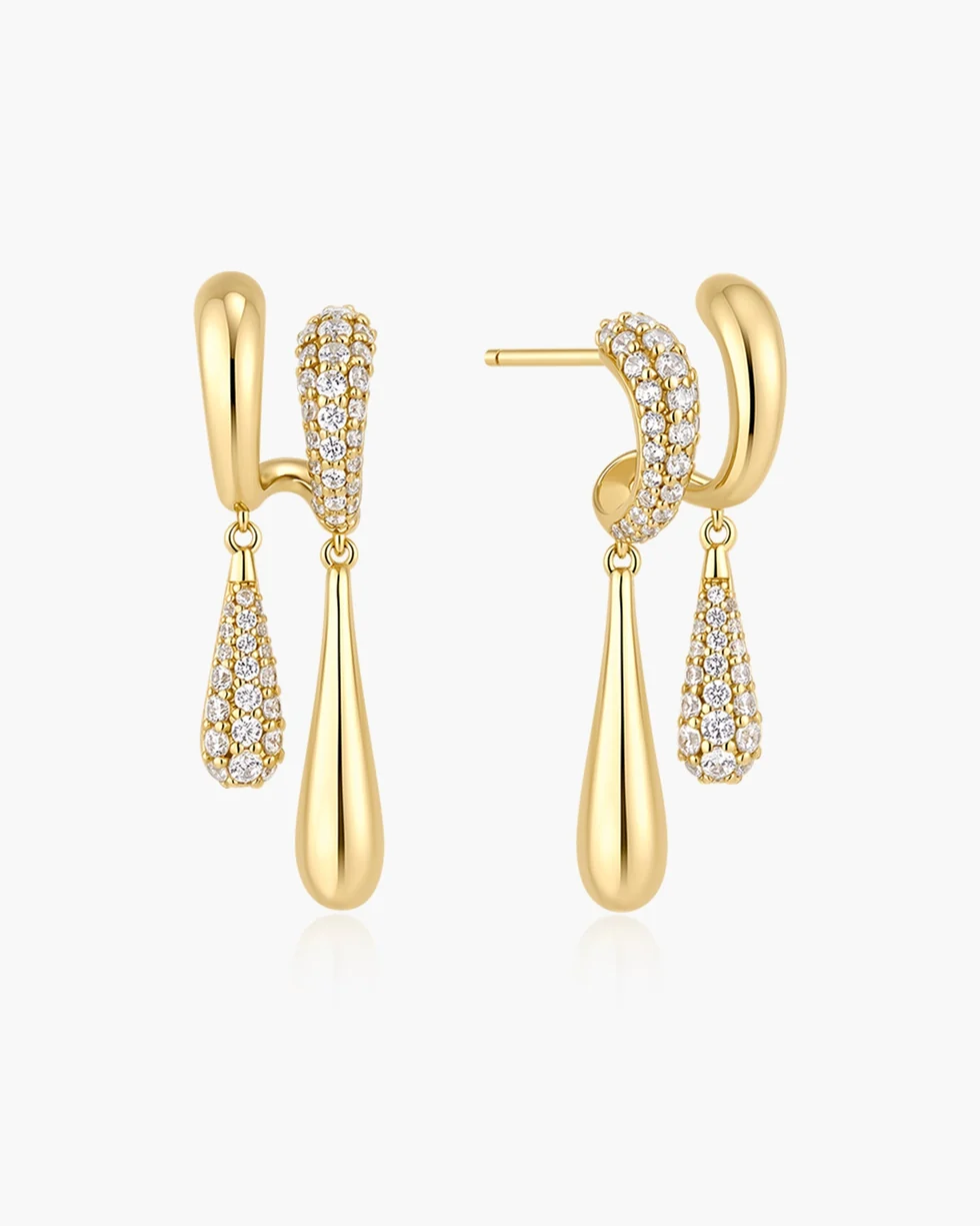 ANIA HAIE Gold Spiral Contrast Teardrop Dangle Stud Earrings E078-13G