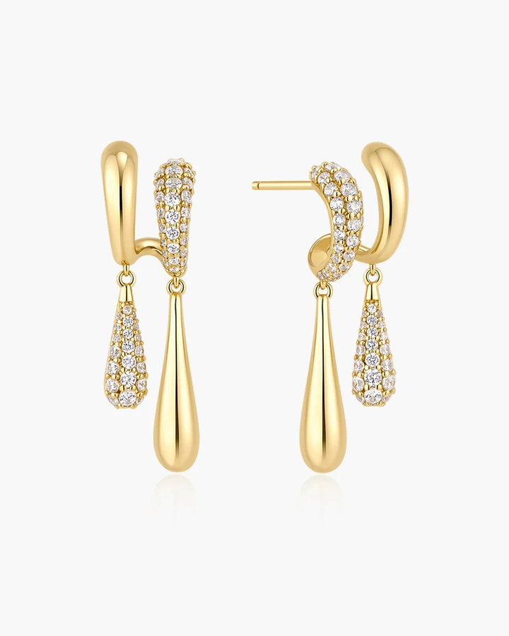 ANIA HAIE Gold Spiral Contrast Teardrop Dangle Stud Earrings E078-13G