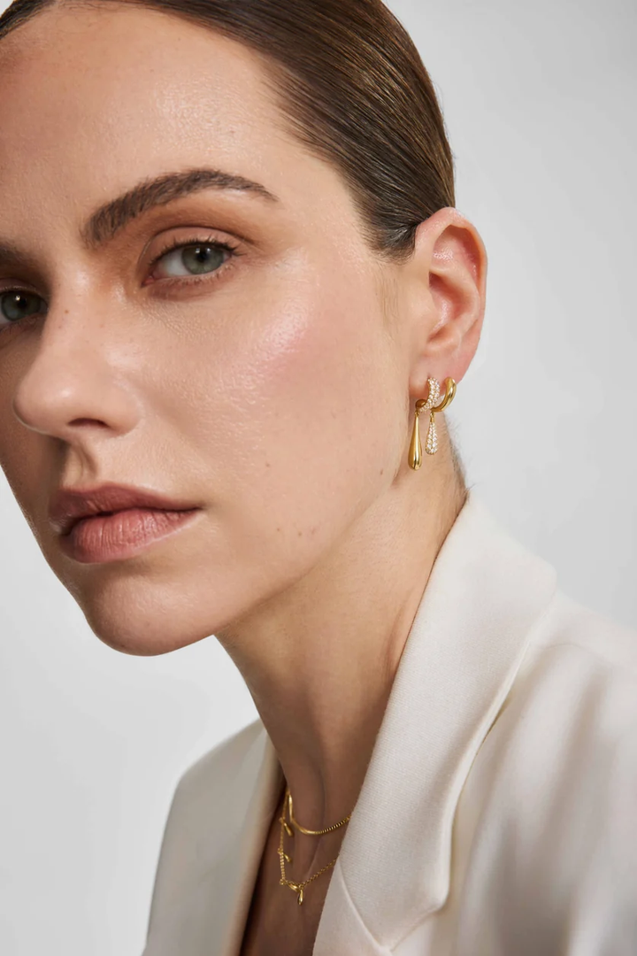 ANIA HAIE Gold Spiral Contrast Teardrop Dangle Stud Earrings E078-13G