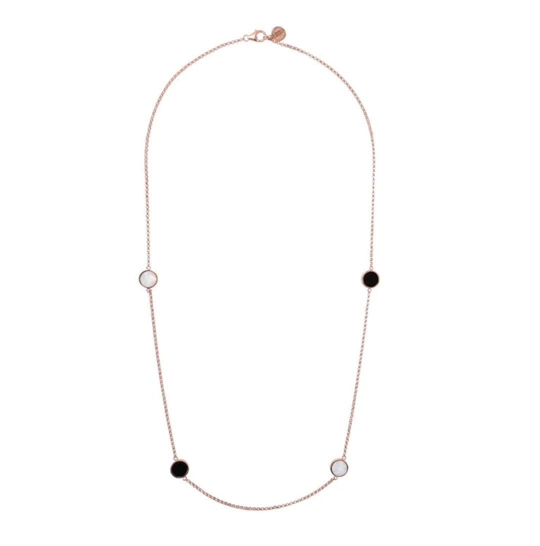 BRONZALLURE ALBA BLACK ONYX/WHITE MOP NECKLACE WSBZ02072.WM