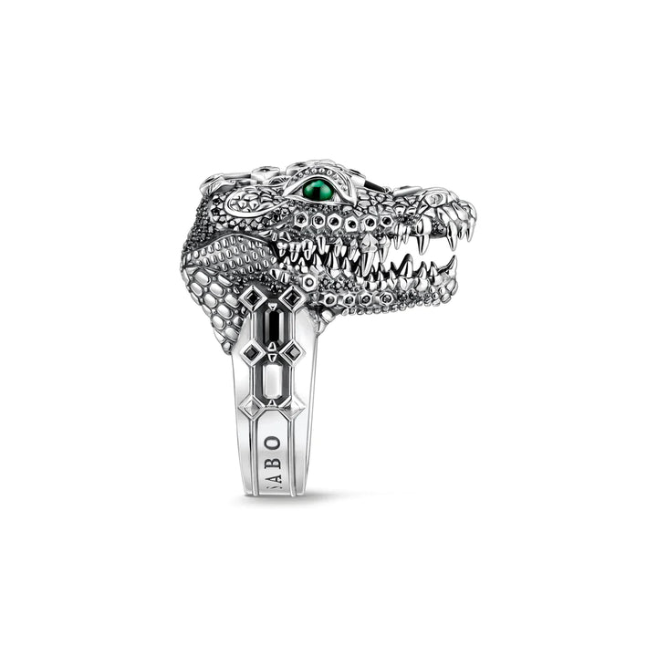 THOMAS SABO RING CROCODILE HEAD WITH STONES BLACKENED SILVER TR2420