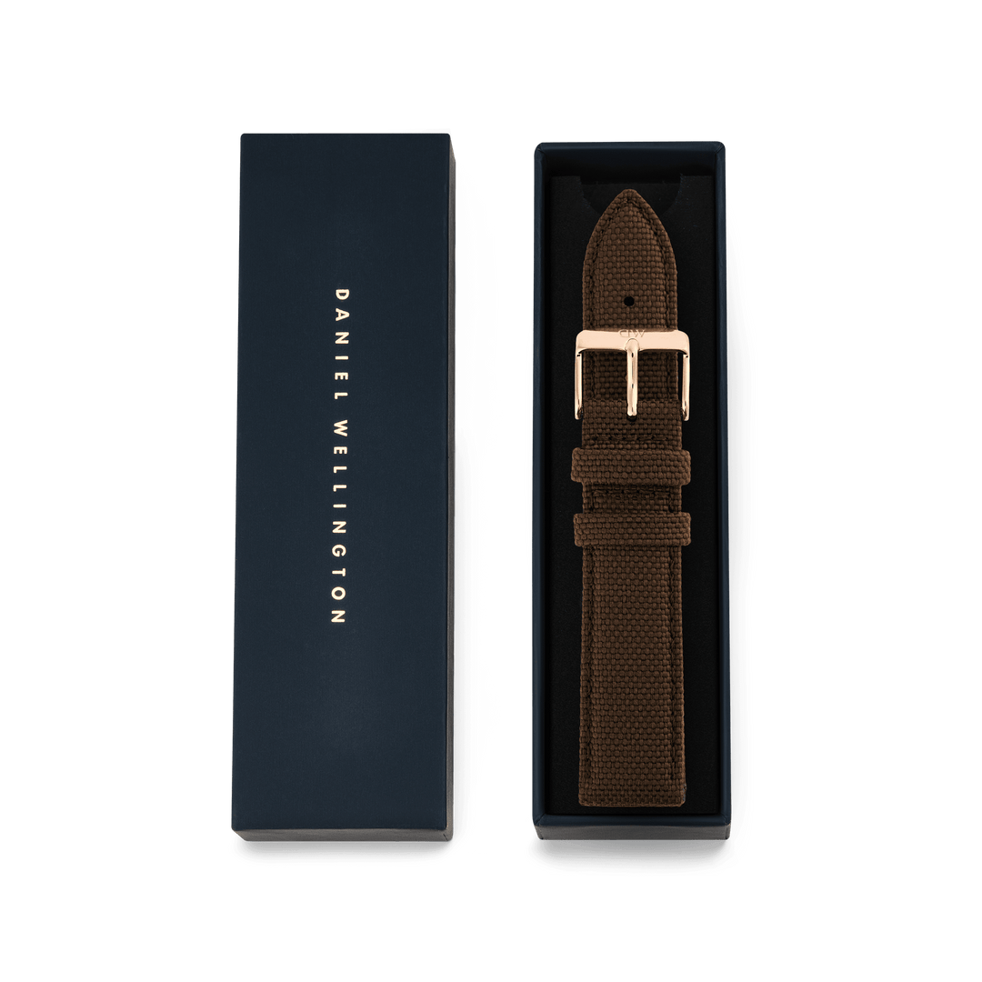 Daniel Wellington Brown Canvas Strap Rose Gold
