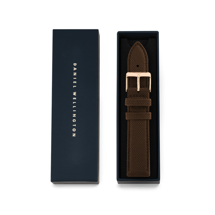 Daniel Wellington Brown Canvas Strap Rose Gold