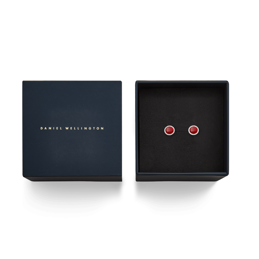 Daniel Wellington Audrey Earrings  Red Agathe Silver