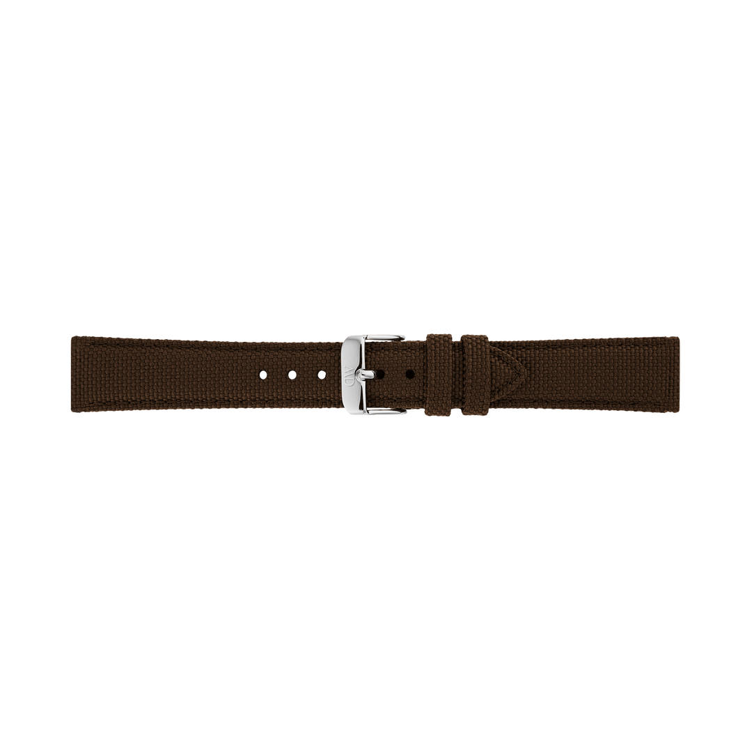 Daniel Wellington Brown Canvas Strap Silver