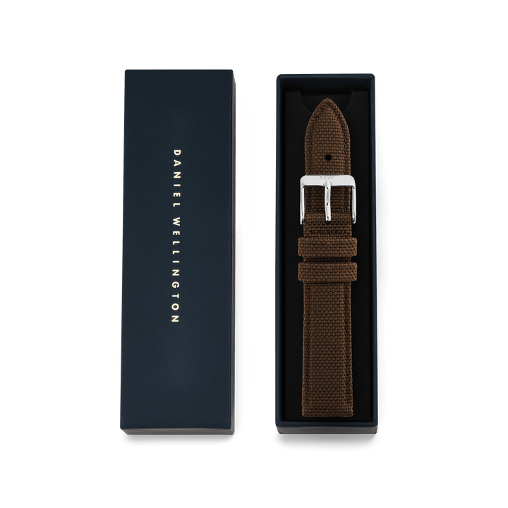 Daniel Wellington Brown Canvas Strap Silver