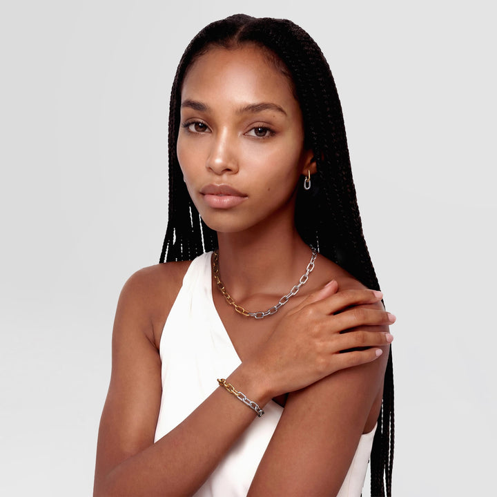 Daniel Wellington Contrast Link Earrings Two Tone Gold DW00401979