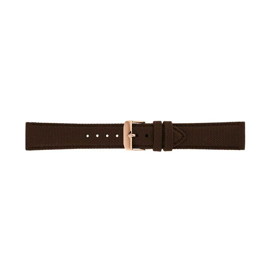 Daniel Wellington Brown Canvas Strap Rose Gold