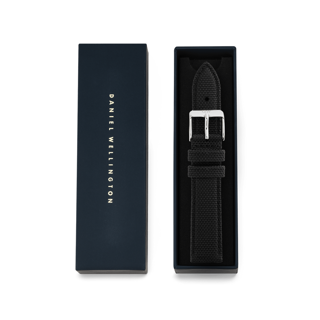Daniel Wellington Black Canvas Strap Silver