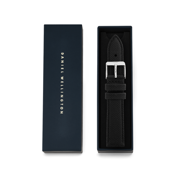 Daniel Wellington Black Canvas Strap Silver