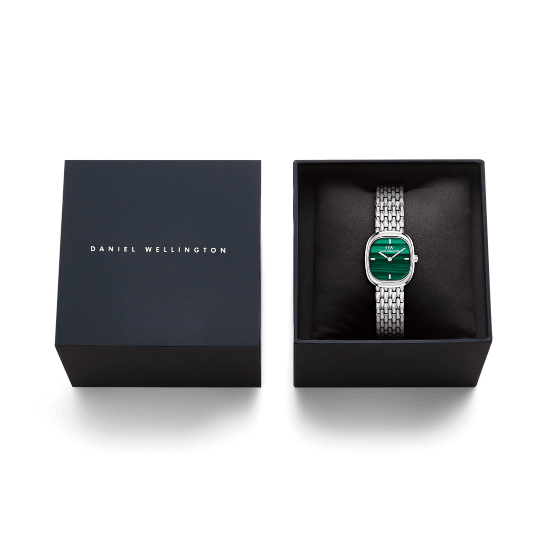 Daniel Wellington Corta Malachite Grain-Link Silver