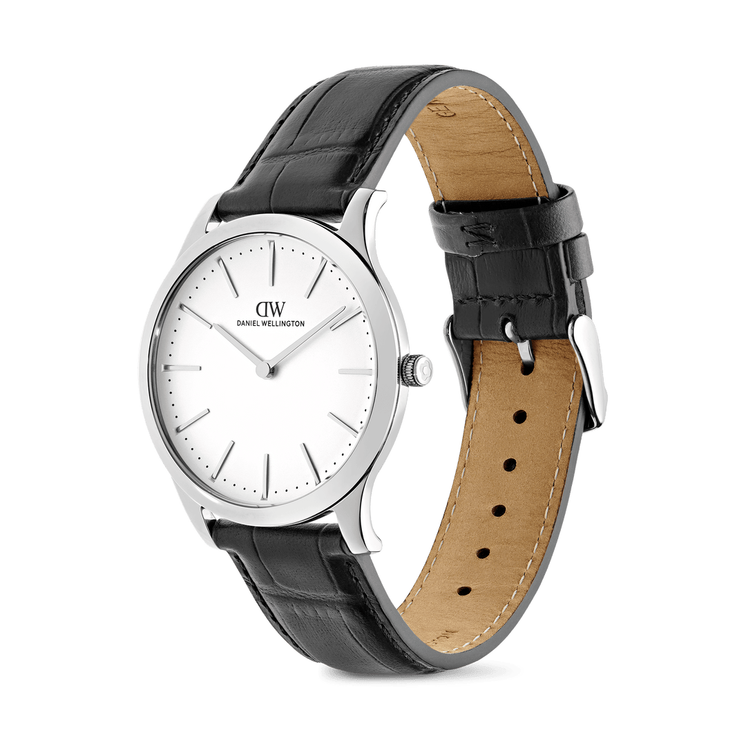 Daniel Wellington Pathfinder Black-Croc Frost-White Silver