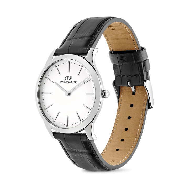 Daniel Wellington Pathfinder Black-Croc Frost-White Silver
