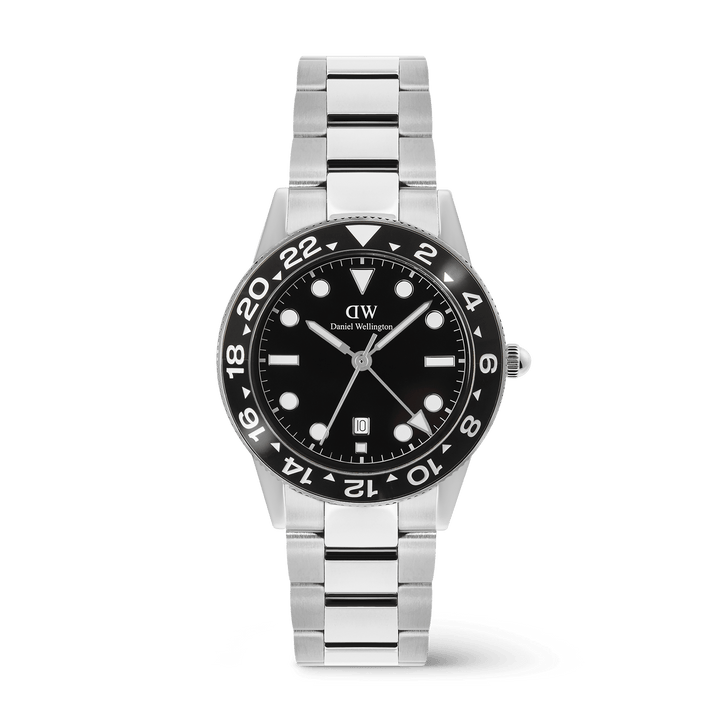 Daniel Wellington Iconic GMT Link Black Ceramic Bezel Silver DW00100919