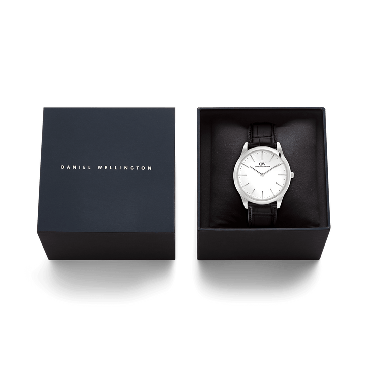 Daniel Wellington Pathfinder Black-Croc Frost-White Silver