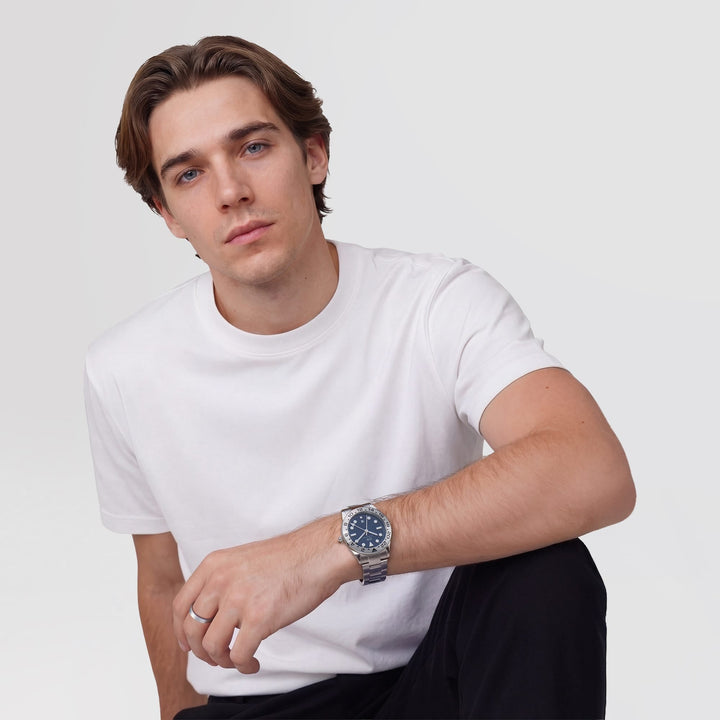 Daniel Wellington Iconic GMT Link Brushed Bezel Silver DW00100922