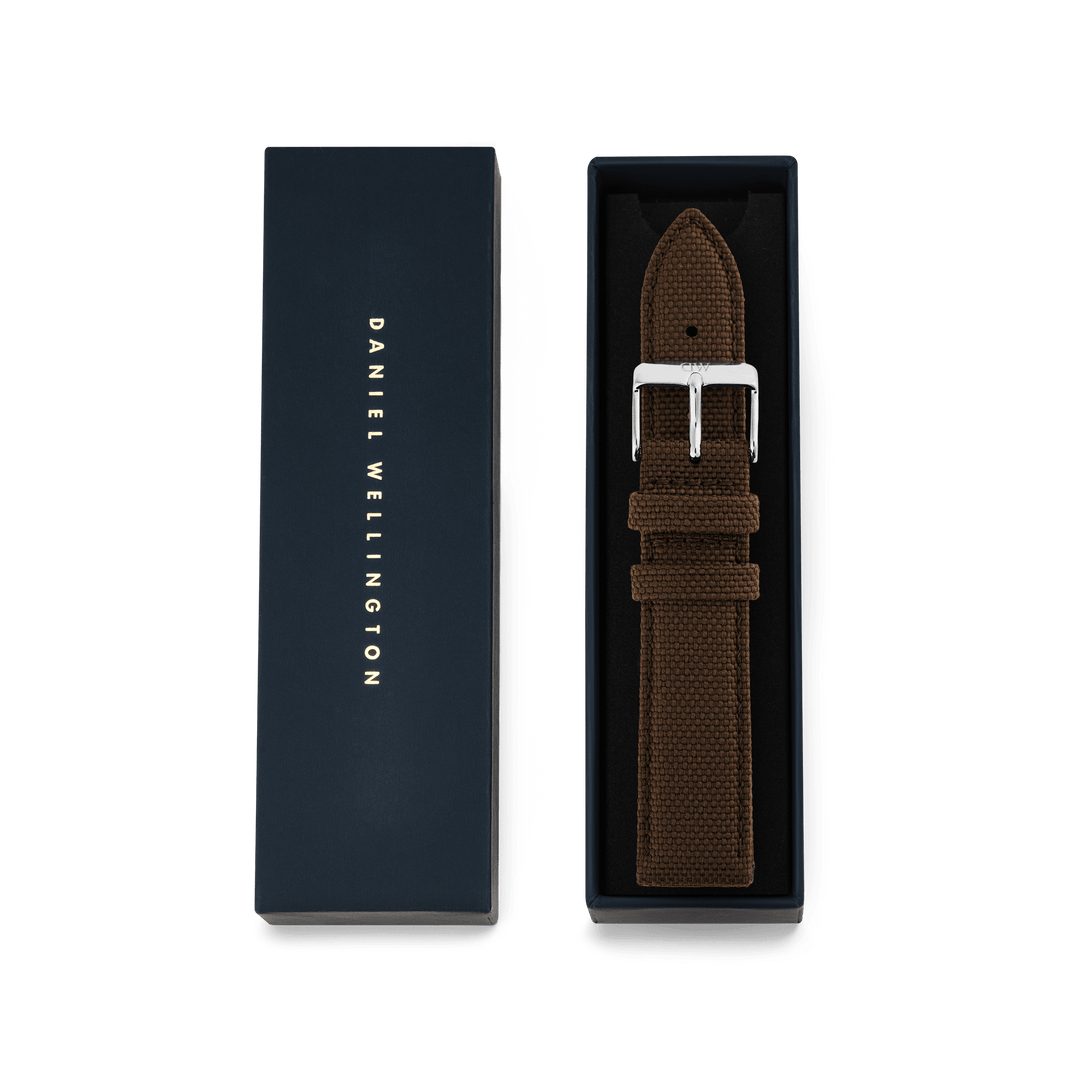 Daniel Wellington Brown Canvas Strap Silver