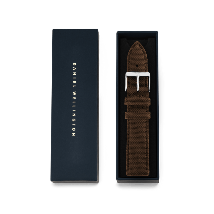 Daniel Wellington Brown Canvas Strap Silver