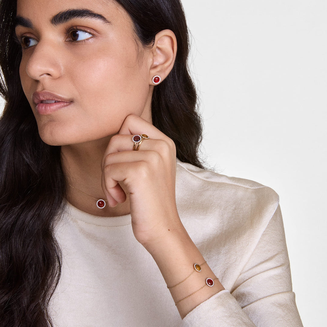 Daniel Wellington Audrey Earrings Red Agathe Rose Gold