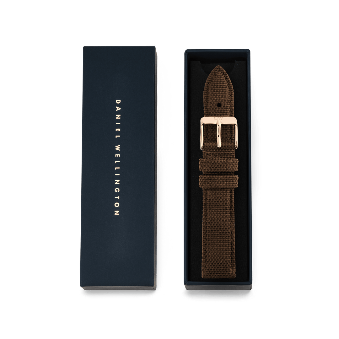 Daniel Wellington Brown Canvas Strap Rose Gold