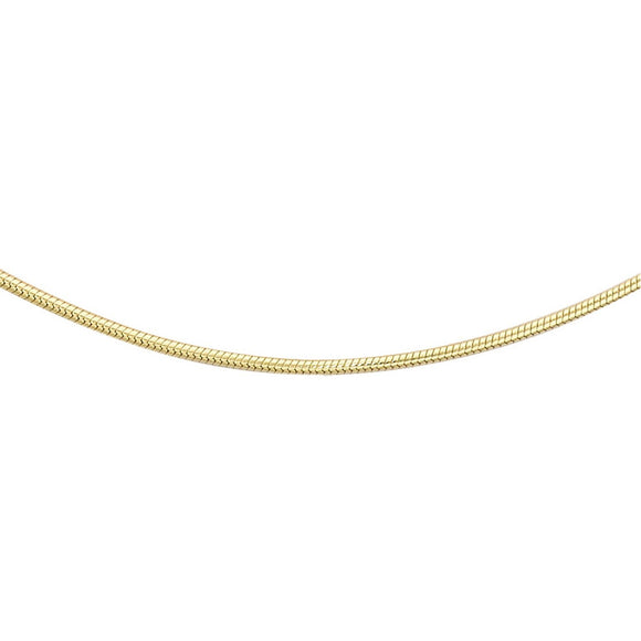 9K Yellow Gold Mini Round Snake Chain 45cm