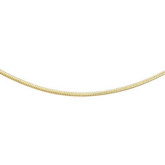 9K Yellow Gold Mini Round Snake Chain 40cm