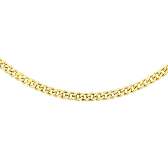 9K Yellow Gold 25 Diamond Cut Curb Chain 50cm