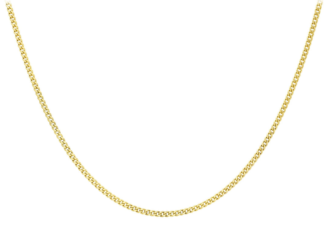 9K Yellow Gold 30 Diamond Cut Adjustable Curb Chain 41cm-46cm