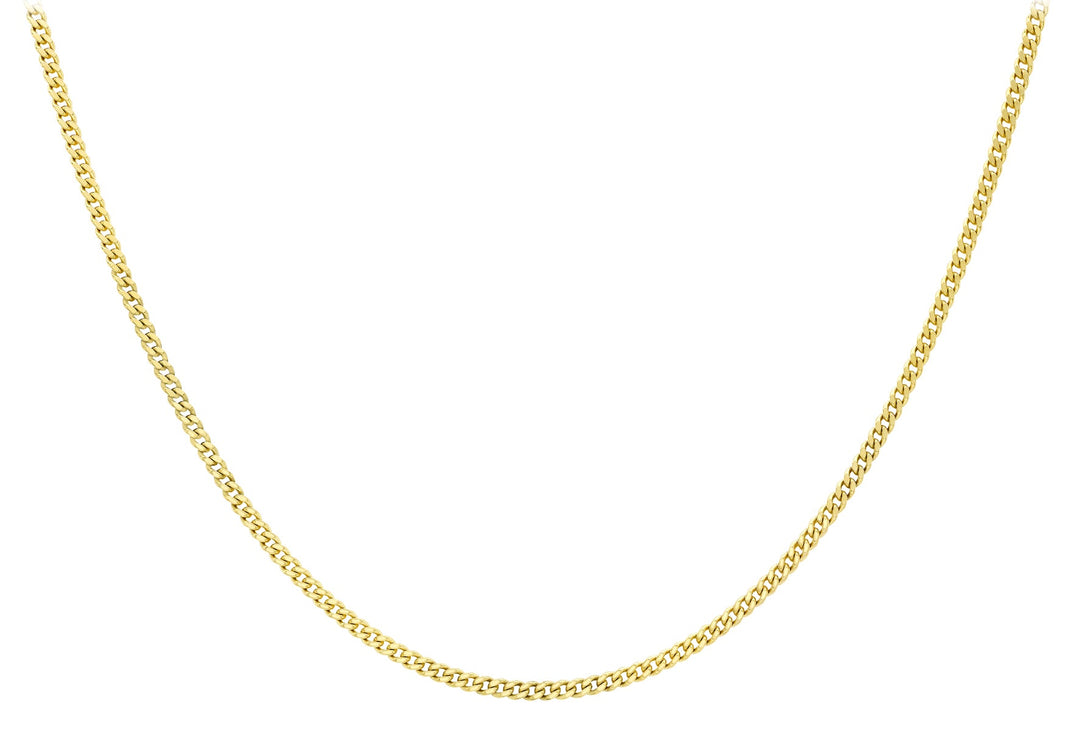 9K Yellow Gold 30 Diamond Cut Adjustable Curb Chain 46cm-51cm