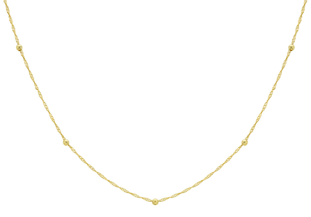 9K Yellow Gold Solid Ball Twist Necklace 45cm