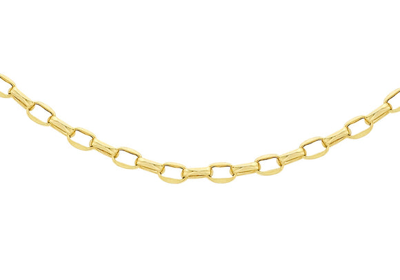 9K Yellow Gold Oval Belcher Necklace 50cm